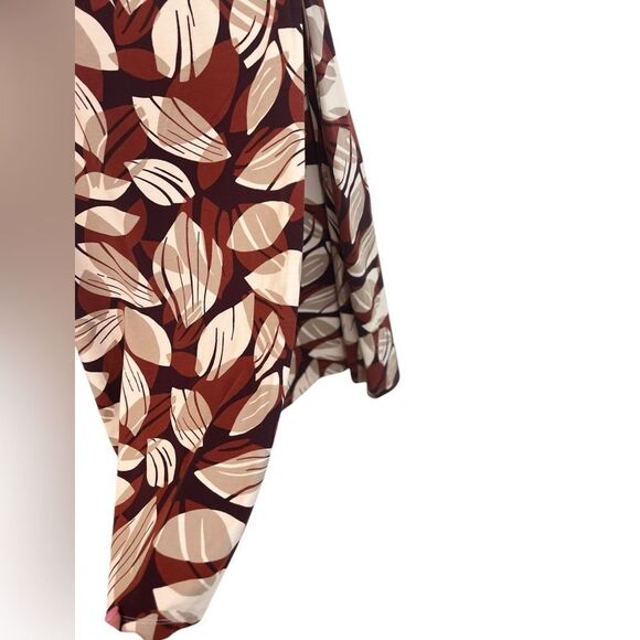 Soft Surroundings Brown Leaf Midi Length Faux Wrap Dress Size Tall Small - Picture 4 of 5